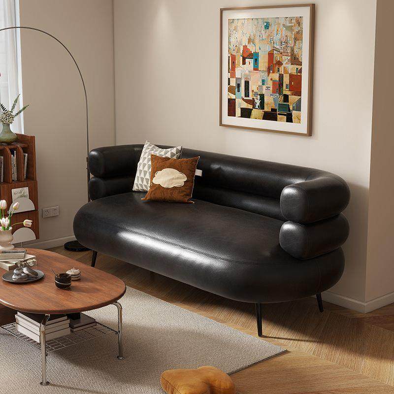 皮艺沙发小户型复古中古风客厅卧室油蜡皮真皮沙发公寓小沙发通用