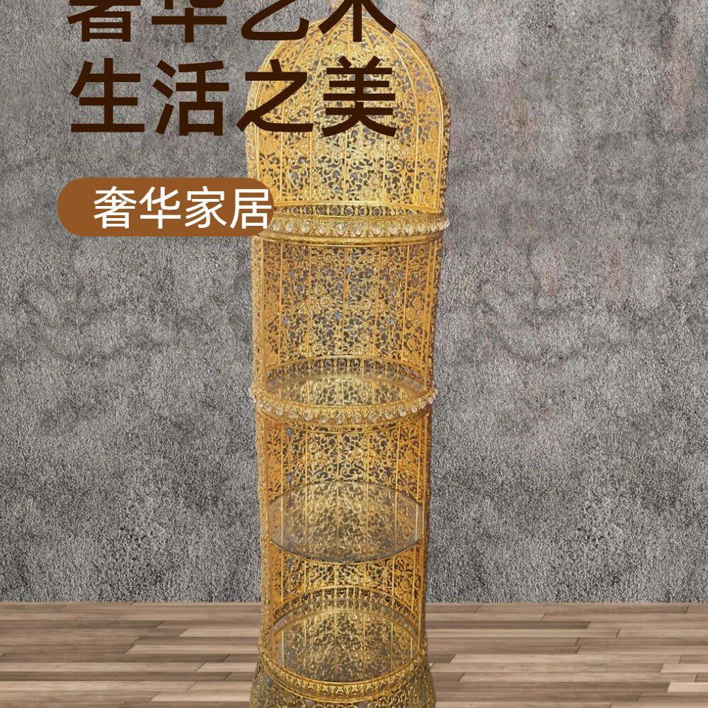 厂家直销欧式轻奢水晶可移动式置物架装饰
