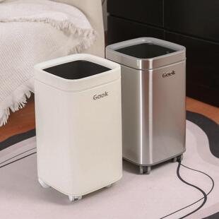 无盖家用直投厨房垃圾桶客厅不锈钢可移动带轮轻奢8889