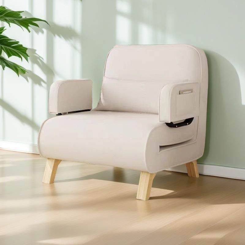 三折实木沙发床两用简约木质布艺沙发小户型出租房客厅折叠沙发床