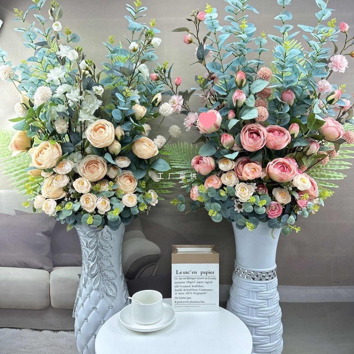 落地假花玫瑰花束客厅摆放花装饰绢花婚庆酒店花艺插花花