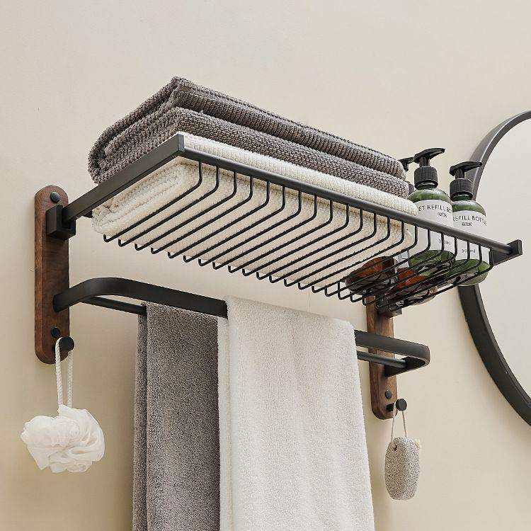 黑胡桃木毛巾架卫生间单杆浴巾架挂架浴室淋浴房壁挂置物架毛巾杆