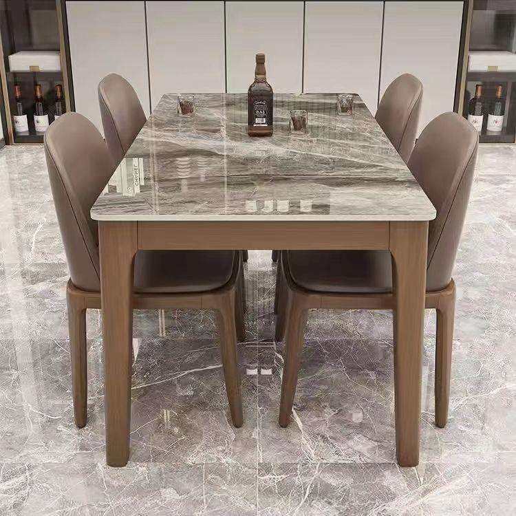 意式岩板餐桌椅组合现代简约家用全实木小户型轻奢长方形西餐桌