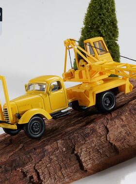拓意1/64汽车模型合金小汽车玩具解放吊车解放起重机黄色103号