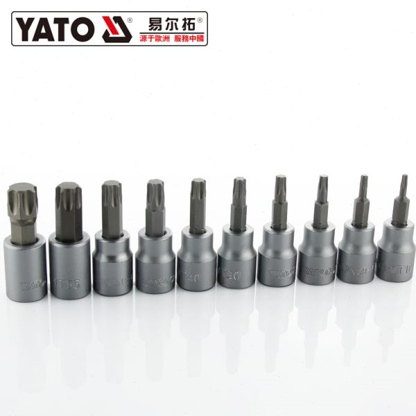 YATO易尔拓星型旋具套筒头中孔花型米字型10MM旋具头3/8套筒批头
