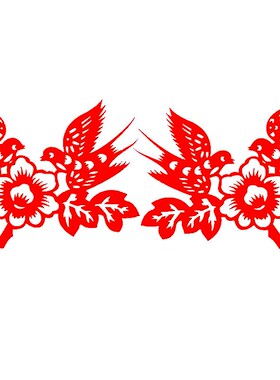 燕子牡丹剪纸 手工红色窗花中式发簪花卉汉服头饰 刻纸成品