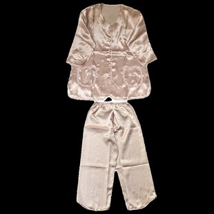 结婚新娘睡衣上头用品香槟色龙凤褂秀禾服打底内衬中袖七分裤套装