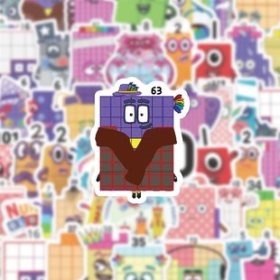 数字积木装饰贴纸手账笔记本行李箱手机水杯贴画儿童启蒙益智玩具