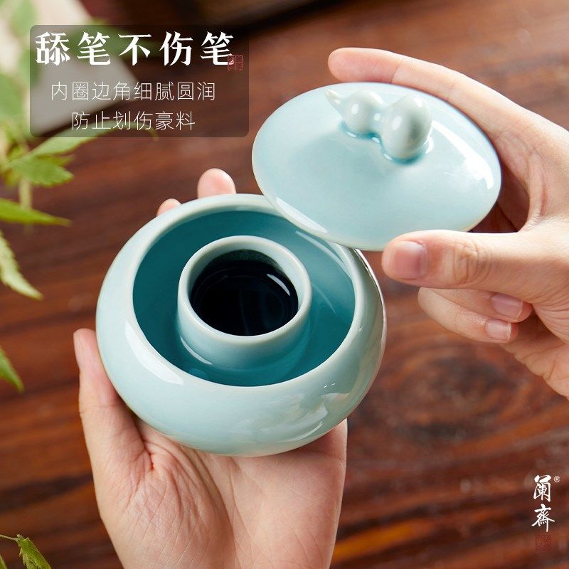 书法火锅砚台陶瓷青瓷好清洗双圈保湿防干墨汝窑多功能墨盒墨碟笔,文具电教/文化用品/商务用品,文房四宝,淘宝优惠券,粉丝福利购,淘宝优惠卷