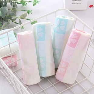 图强4条装纯棉纱布方巾婴儿童宝宝柔软口水巾薄款洗脸小毛巾手帕