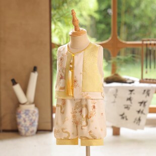 新中式周岁礼服男宝宝夏季男童生日抓周冠衣唐装国风男宝衣服薄款