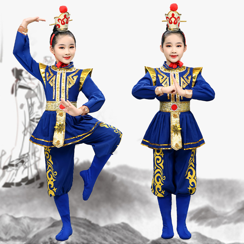 儿童花木兰演出服木兰辞戏曲小花旦男女童舞蹈表演士兵将军盔甲服