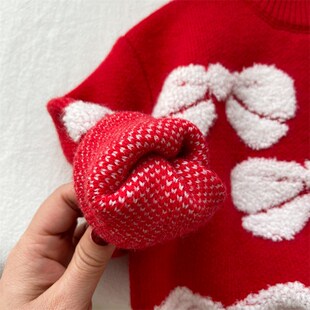 女童毛衣小童秋冬洋气红色半高领针织衫新年外穿2岁356保暖打底衫