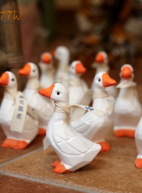 平安喜乐鸭加油鸭白鹅摆件创意生日礼物家居装饰拍照道具摄影背景