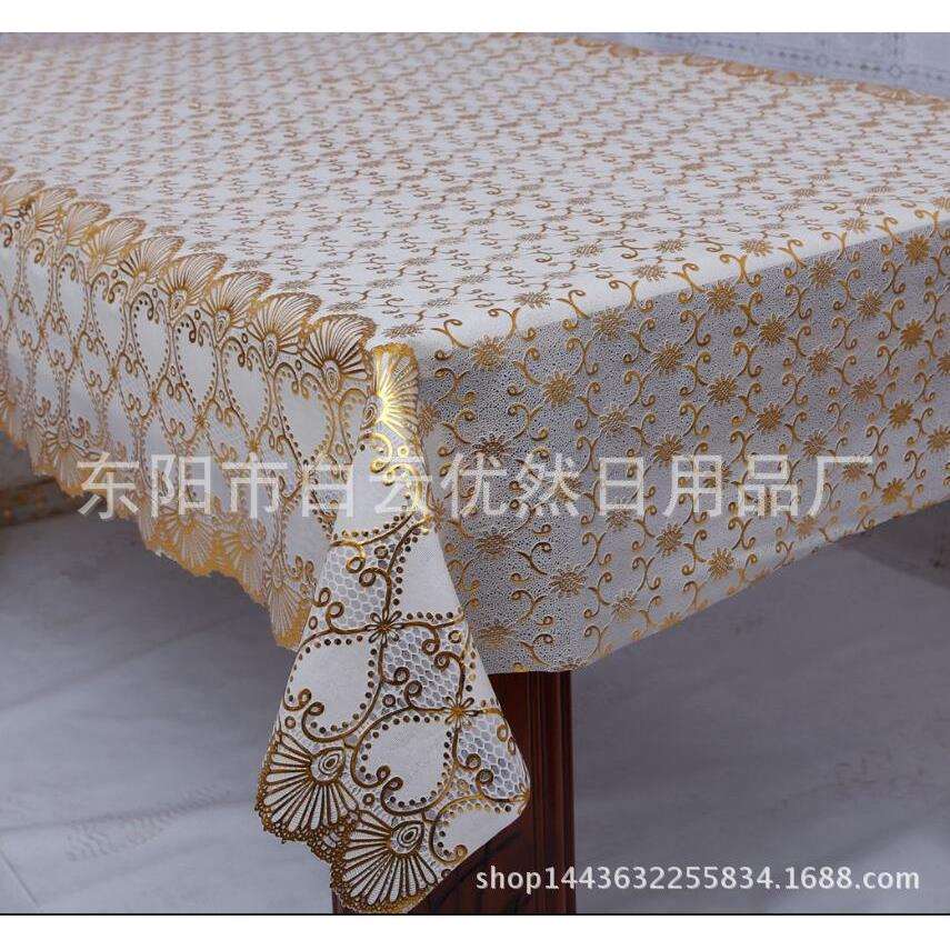工厂直销长方形现代简约桌布PVC烫金/银家用桌布