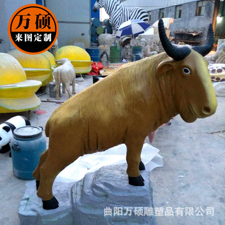 玻璃钢羚羊绵羊雕塑 户外花园景区园林动物装饰摆件 制作羊雕塑