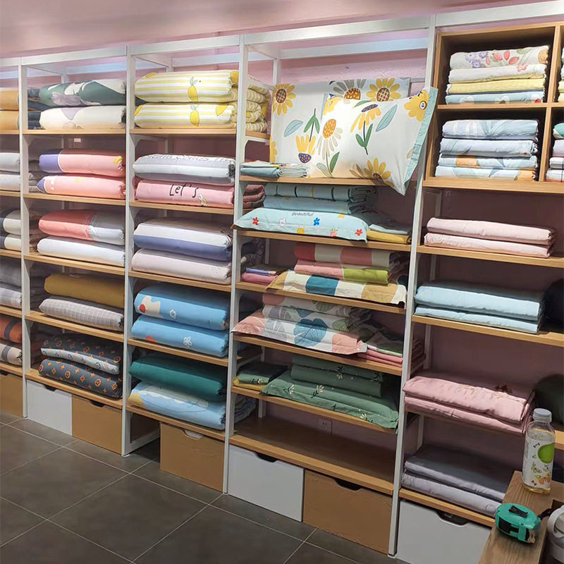 家纺床上用品四件套展示货架