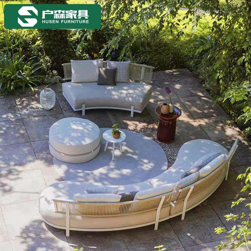 弧形户外沙发庭院藤编防雨防晒设计师售楼部别墅花园室外露天家具