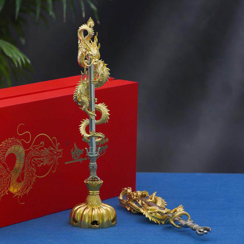 四季唐密不动明王剑玩具密宗法器大龙王剑办公装饰品小铜剑摆件