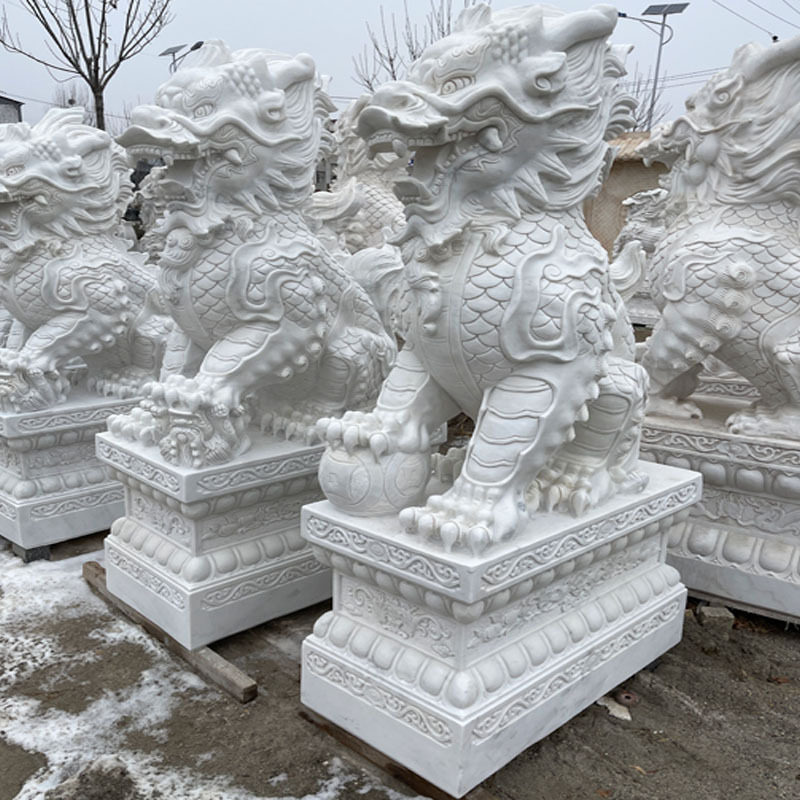 石雕麒麟汉白玉龙爪麒麟大理石貔貅公司酒店门口摆件厂家供应