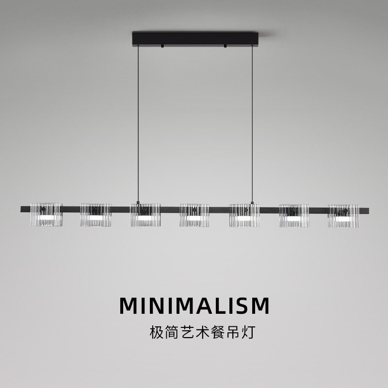 极简餐厅吊灯现代简约餐桌吧台设计师意式轻奢创意玻璃铁艺长条灯