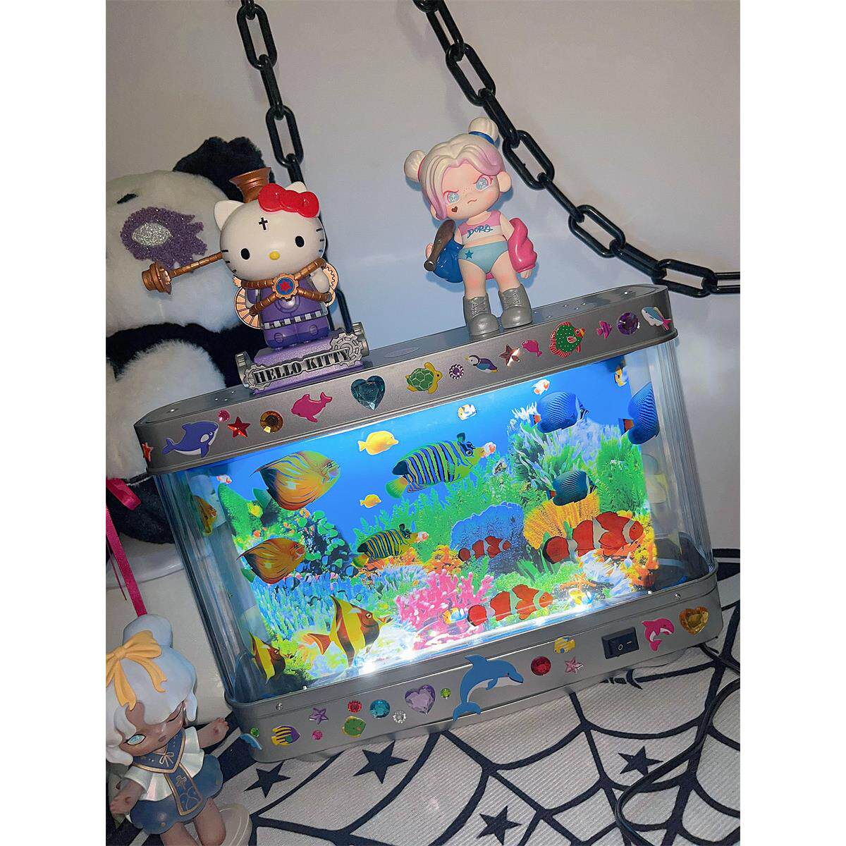 亚比亚文化Y2K古早LED造景迷你水族馆INS装饰灯台灯仿真鱼缸