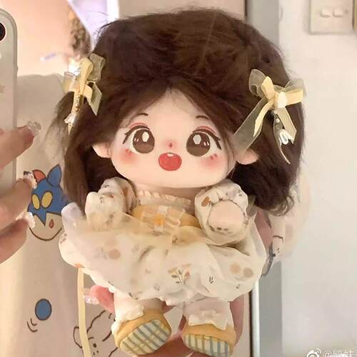 20厘米棉花娃娃女孩高颜值毛绒公仔玩具长发有骨棉花娃可换装玩偶