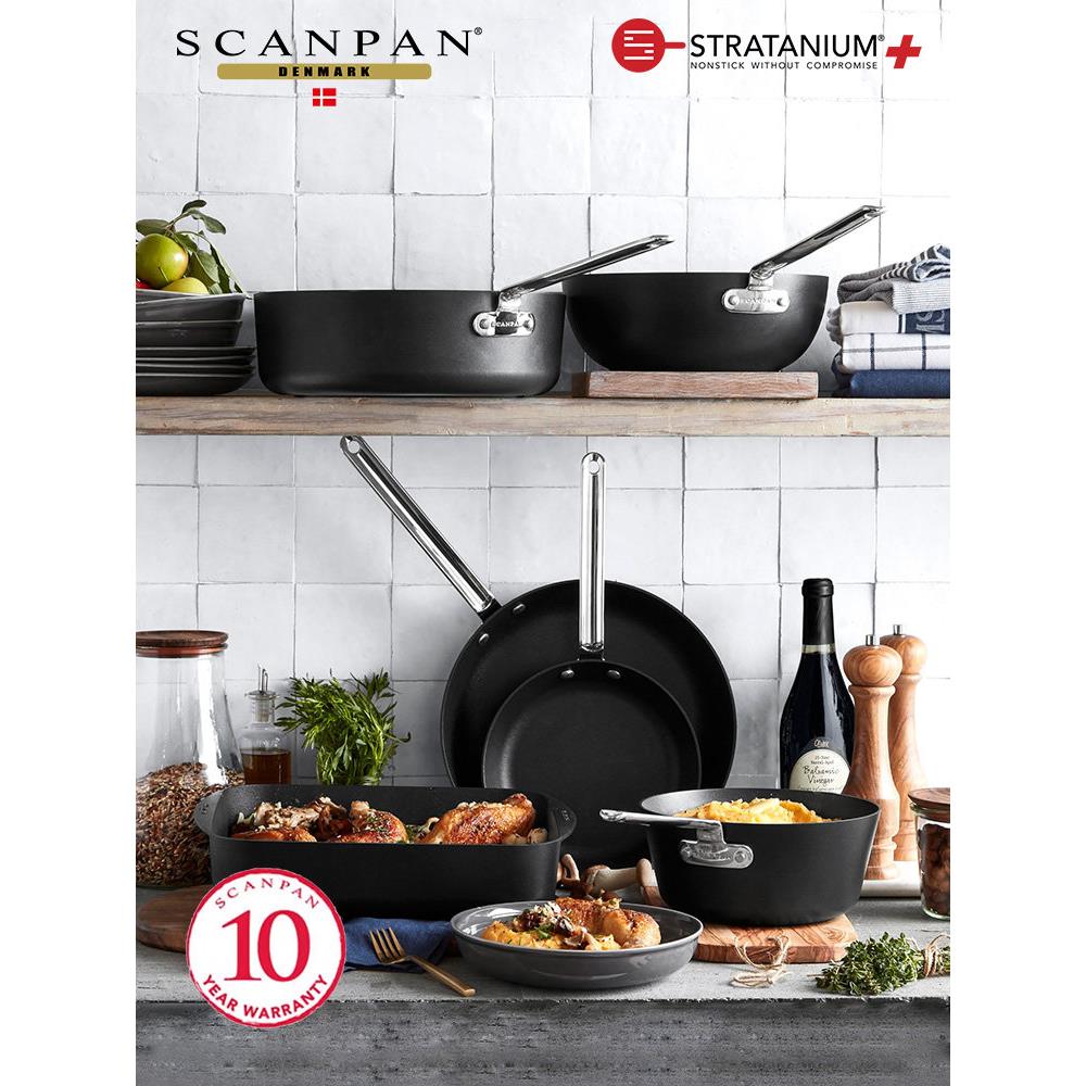 丹麦Scanpan进口不粘锅家用TechnIQ系列天燃气灶煎锅炒锅玻璃盖