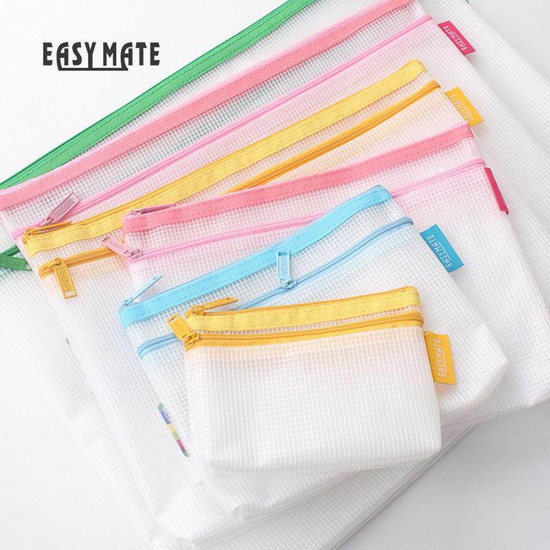 香港Easymate易事美半透明EVA无味双拉链收纳学生美术防水文件袋