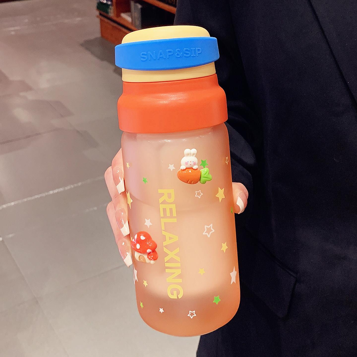 水杯女生高颜值茶水分离磨砂玻璃杯大容量耐高温吸管杯子2026新款