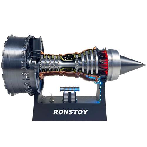 rollstoy航空飞机发动机模型可启动拼装仿真喷气式涡喷引擎组装