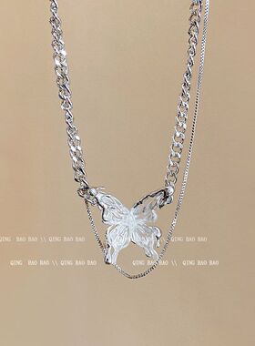 链蝴蝶轻奢双年戴颈链锁骨层叠