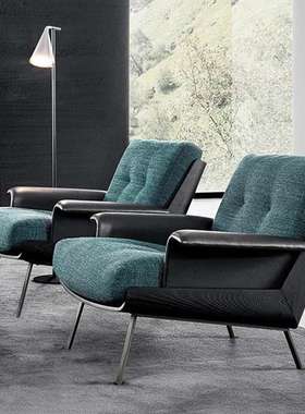 意式单人沙发轻奢风设计超纤皮休闲躺椅客厅阳台休闲daiki扶手椅