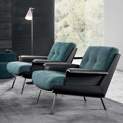 意式单人沙发轻奢风设计超纤皮休闲躺椅客厅阳台休闲daiki扶手椅