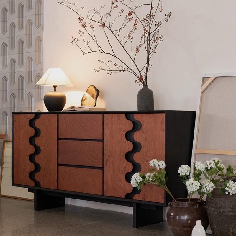 法式复古餐边简约中古玄关客厅收纳卧室现代斗柜柜置实木物柜靠墙