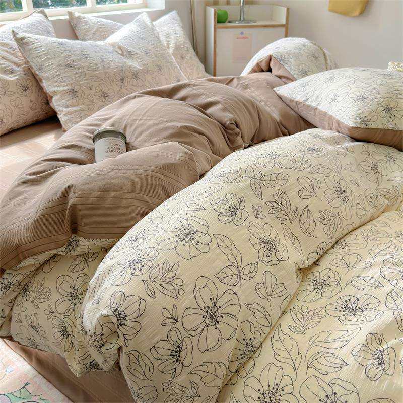 2024秋冬新款a类母婴级泡泡棉皱皱纱云朵棉四件套学生宿舍三件套