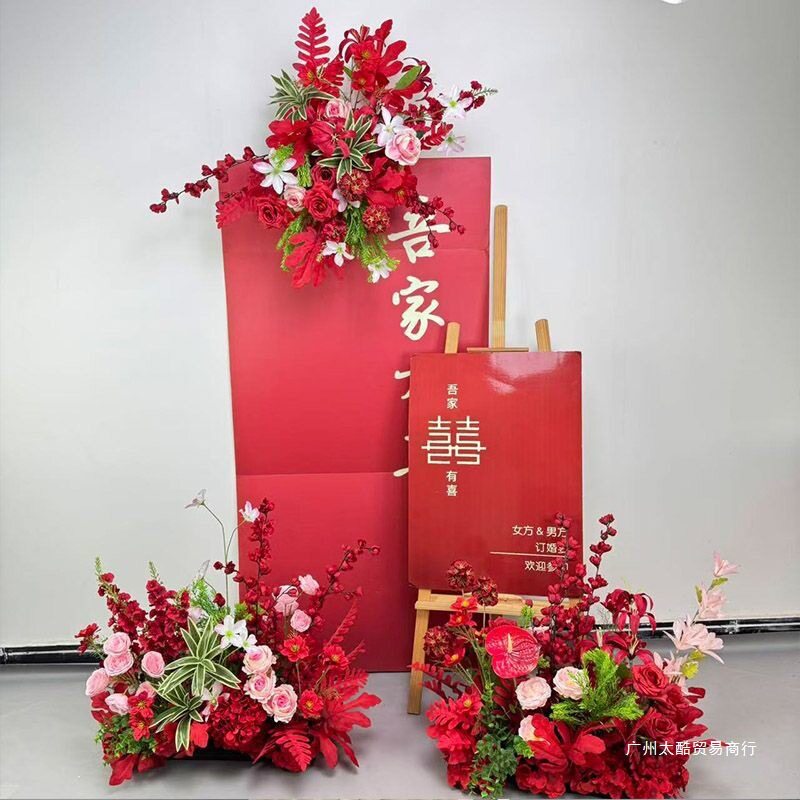 婚庆布置-装饰-迎宾排花-精美婚礼挂花铁丝牡丹编织太酷