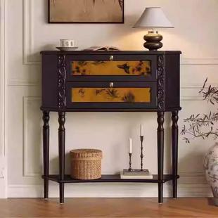 波奈特玄关柜 复古置物柜中古风客厅入户过道小户型实木储物 法式