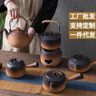 家用煮茶壶陶土壶陶瓷烧水壶窑变茶壶明火提梁壶侧把壶