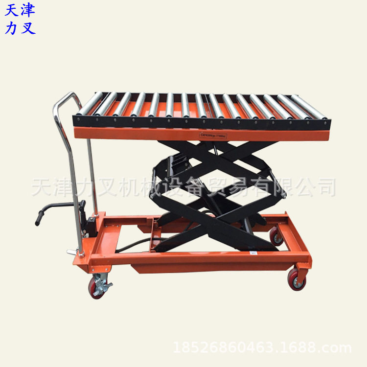 滚筒式小型升降平台脚踩液压升高平台车剪叉式手推模具搬货车