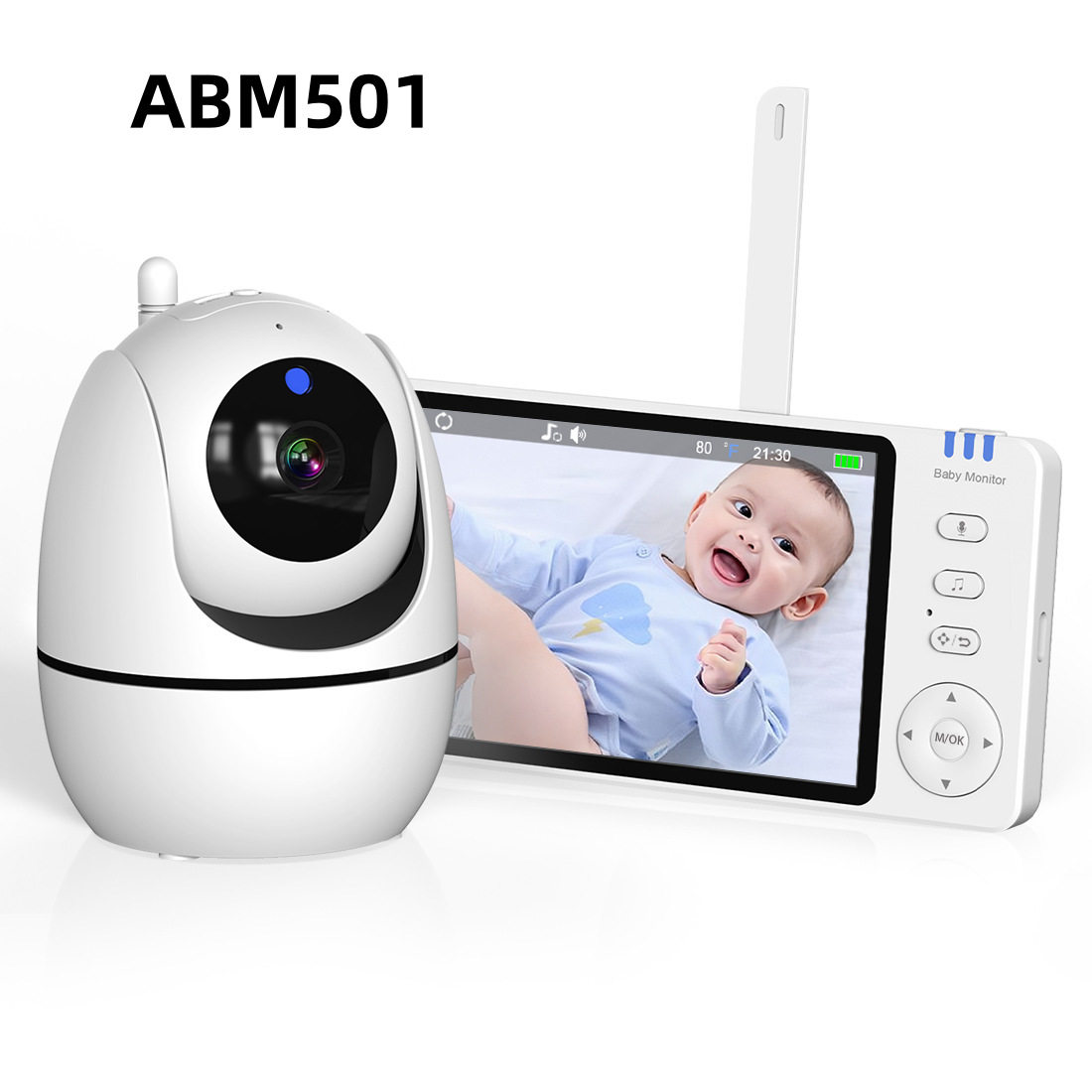 5寸高清显示屏婴儿监视器宝宝看护仪儿童老人监护器ABM501