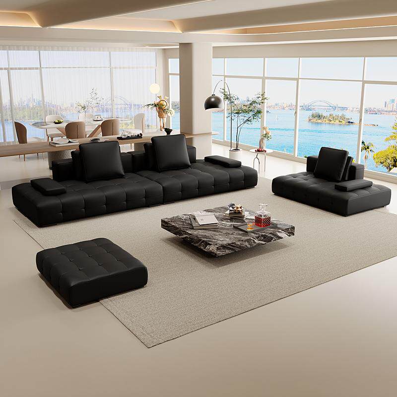 意式直排真皮沙发客厅轻奢高级感别墅大平层横厅劳伦斯高端皮沙发