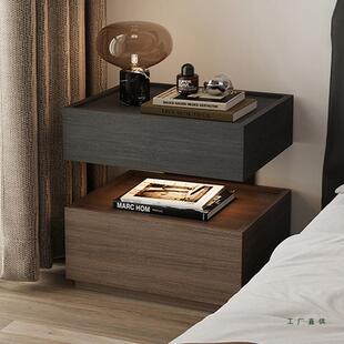 意式极简床头柜实木家用轻奢高级感卧室2025爆款悬浮式床头收纳柜