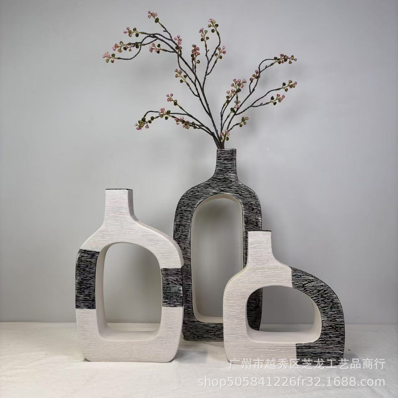 现代简约白色陶瓷干花水培花瓶家居欧式装饰客厅插花创意欧式摆件
