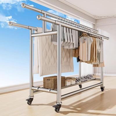 落地晾衣架304不锈钢加粗加厚可折叠伸缩阳台晒衣服