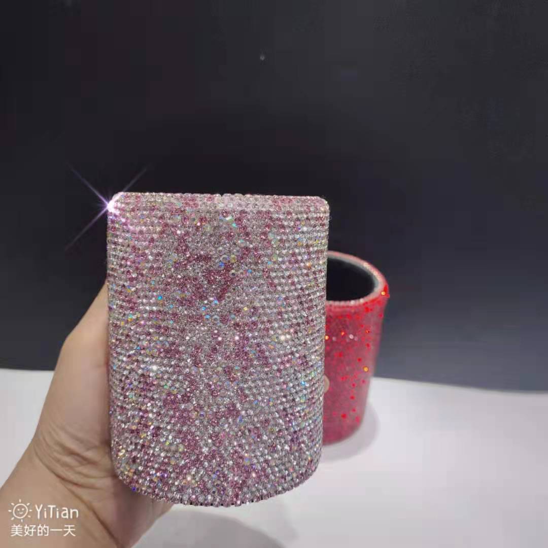 镶钻水晶笔筒可爱桌上圆筒方筒收纳放笔化妆