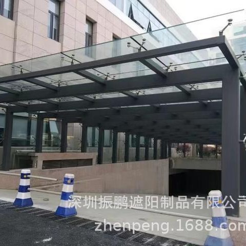 深圳小区钢构雨棚厂学校办公室门头玻璃雨棚厂房办公室玻璃雨棚