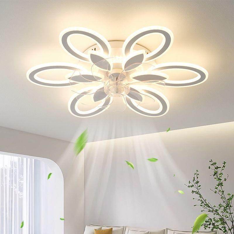 风扇灯吊扇灯餐厅风扇吸顶灯新款简约现代卧室灯带风扇卧室风扇灯