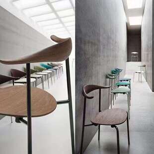 意式极简CH07不锈钢餐椅实木办公椅HansJ.Wegner’s设计