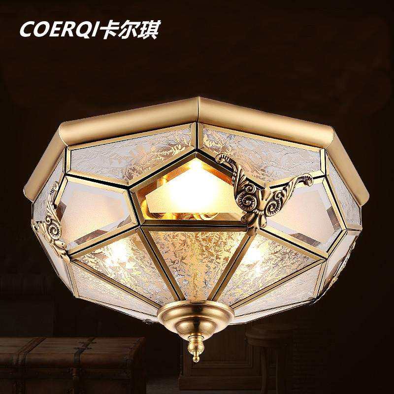 欧式吸顶灯全铜吸顶灯led卧室灯简约玄关过道书房吸顶灯